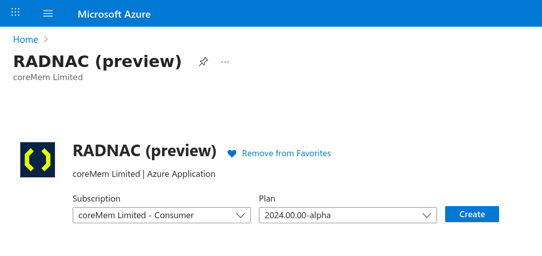 Selecting your plan from the Azure Marketplace